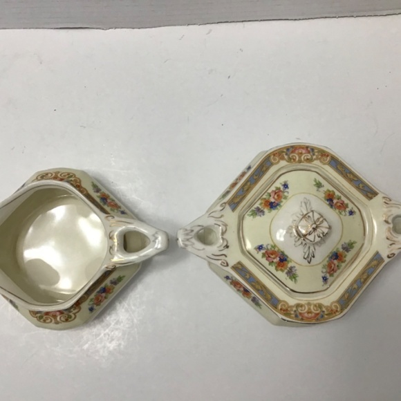 VINTAGE W. H. GRINDLEY SHERATON IVORY CREAMER SUGAR - Picture 3 of 8